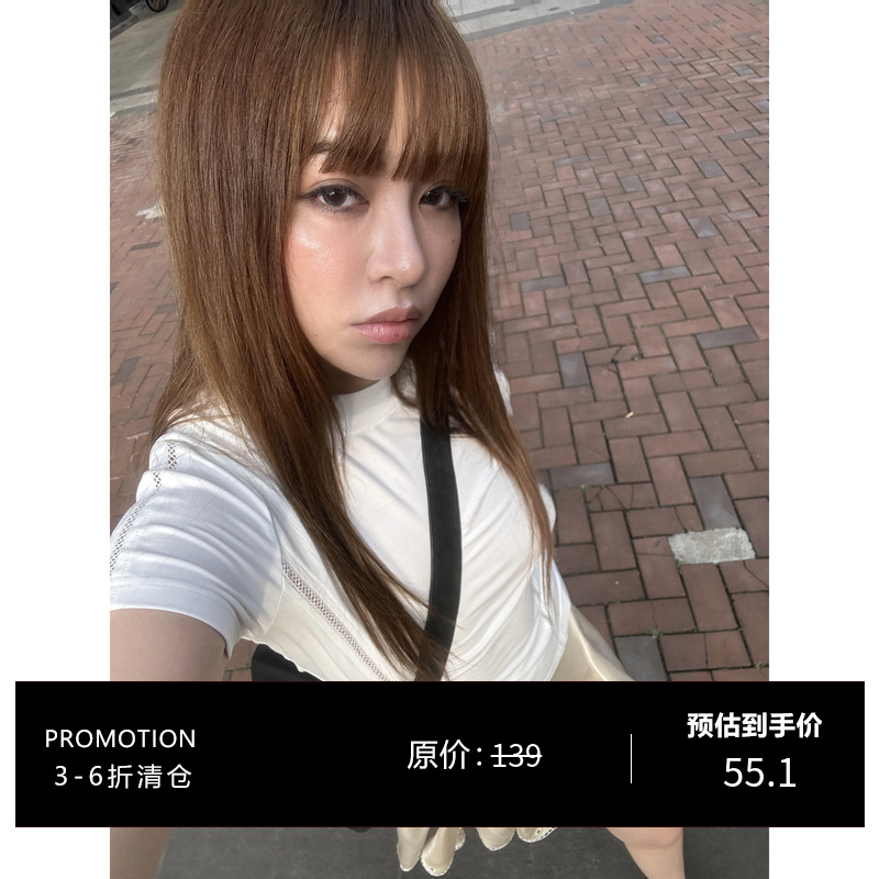 短袖通勤薄款拼接圆领女