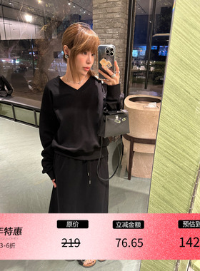 3ts春高级感oversize卫衣宽松休闲外套两件套半身裙套装