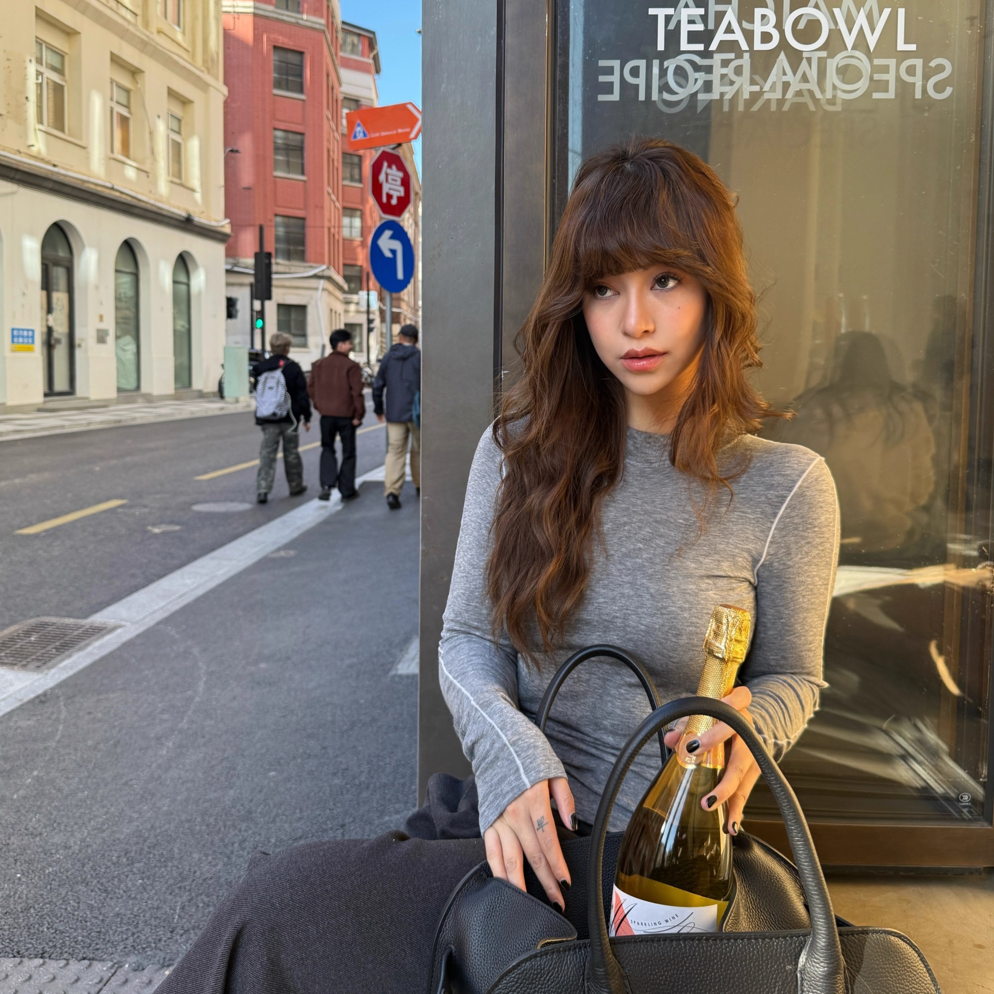 撞色针织衫内搭纯色显瘦上衣t恤