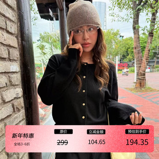 外套 针织开衫 3ts秋冬miu系针织衫 叠穿圆领金扣修身