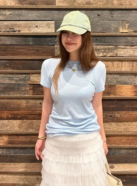 3ts夏季正肩短袖白色T恤新款圆领显瘦黑色体恤修身上衣