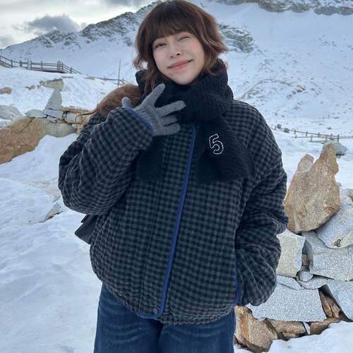 3ts法式高级感加厚棉服秋冬夹棉两面穿小香风格子外套女