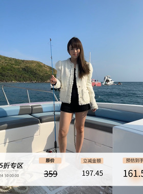 3ts春季小香风外套女法式名媛高级感白色百搭外套