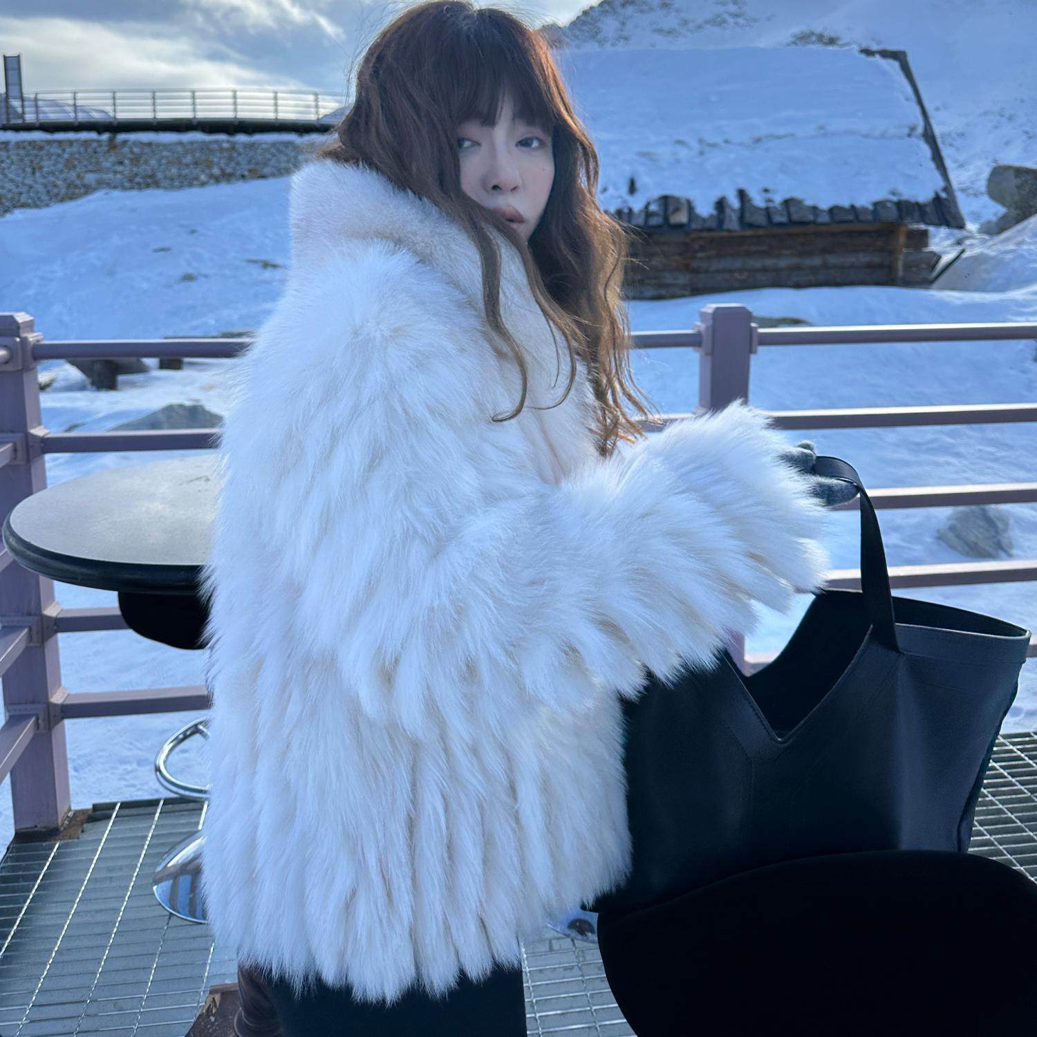 3ts进口saga级狐狸毛皮草外套冬季女