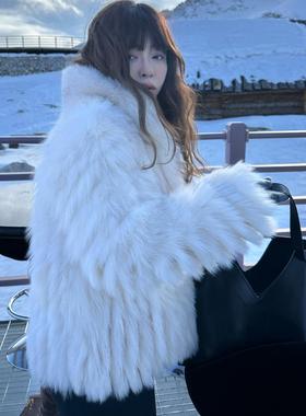 3ts进口saga级狐狸毛皮草外套冬季女