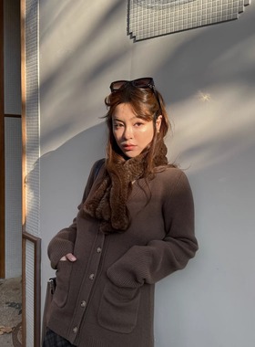 3ts 12/27 秋冬羊毛毛衣外套极简风宽松显瘦V领开衫保暖针织衫