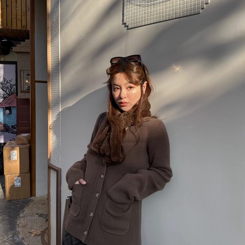 3ts 12/27 秋冬羊毛毛衣外套极简风宽松显瘦V领开衫保暖针织衫