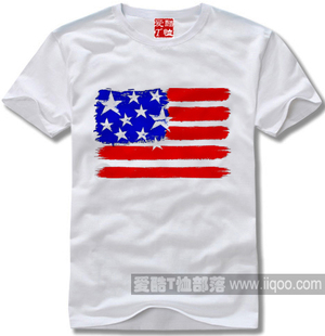 包邮 个性 T恤定制世界各国国旗系列之美国国旗01纯棉短袖 全场