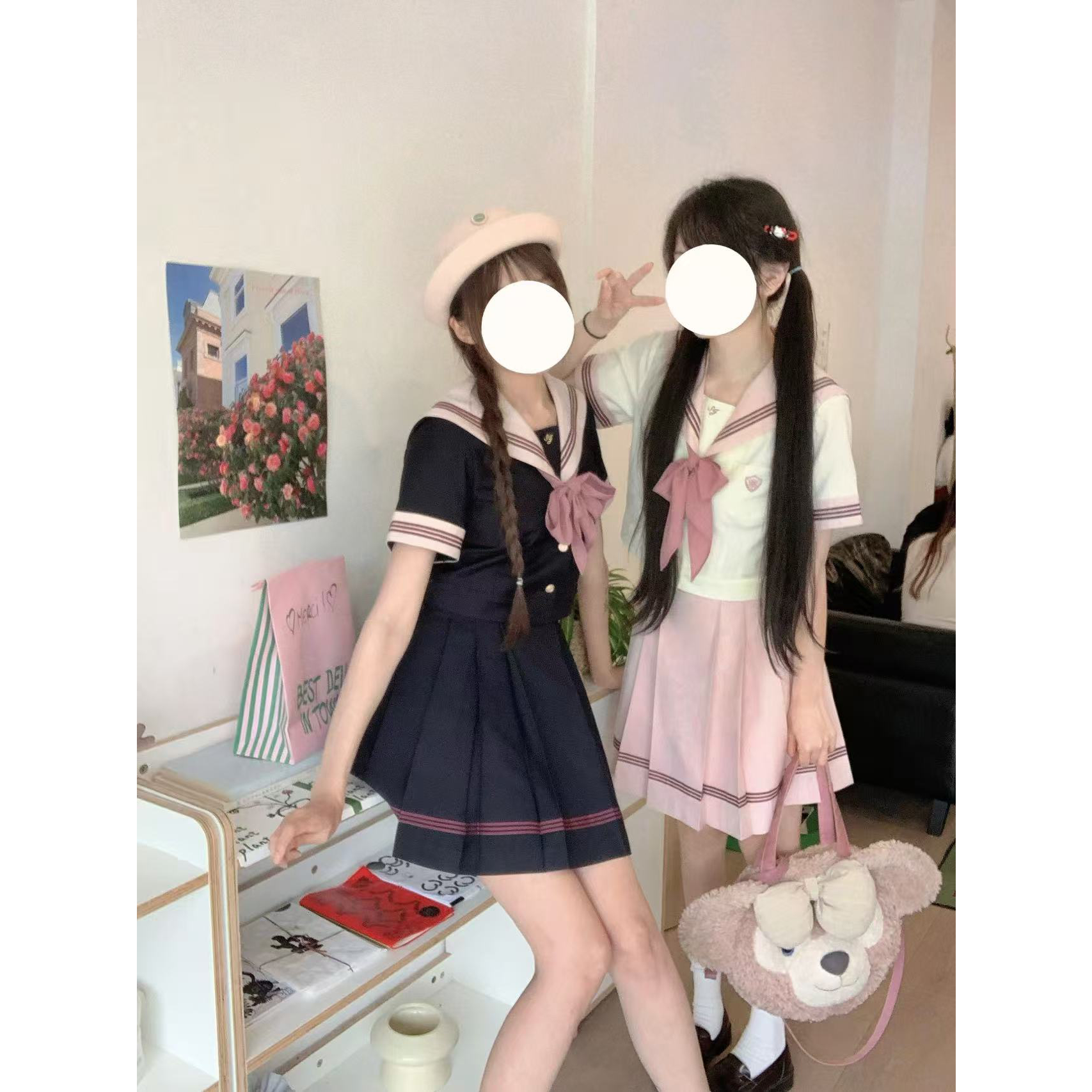 Mew现货*淑吉高*原创设计温柔奶黄身蔷薇粉三本 夏服JK制服