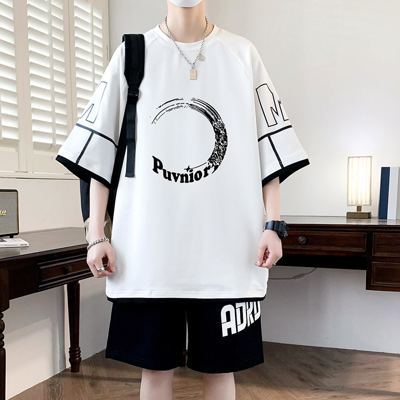 冰丝运动套装男夏季2026新款休闲短袖短裤男装一套搭配帅气两件套