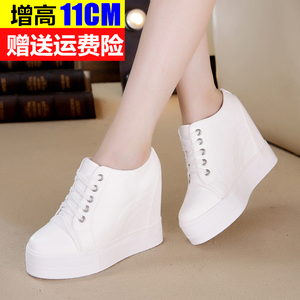 秋季新款厚底松糕内女鞋高跟休闲鞋10CM运动鞋韩版小白鞋单鞋