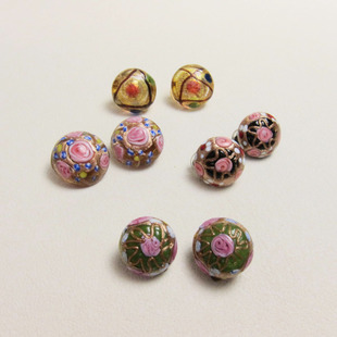 【意大利穆拉诺】各色 琉璃纽扣耳夹~Jessie的维琴察 中古