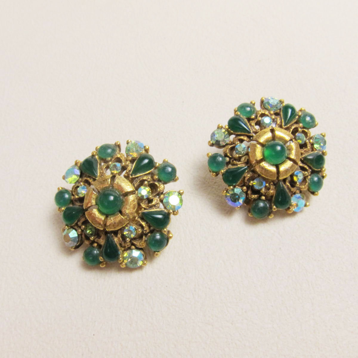 【Florenza中古款】佛罗伦萨绿宝幻彩钻宫廷耳夹~Jessie的维琴察