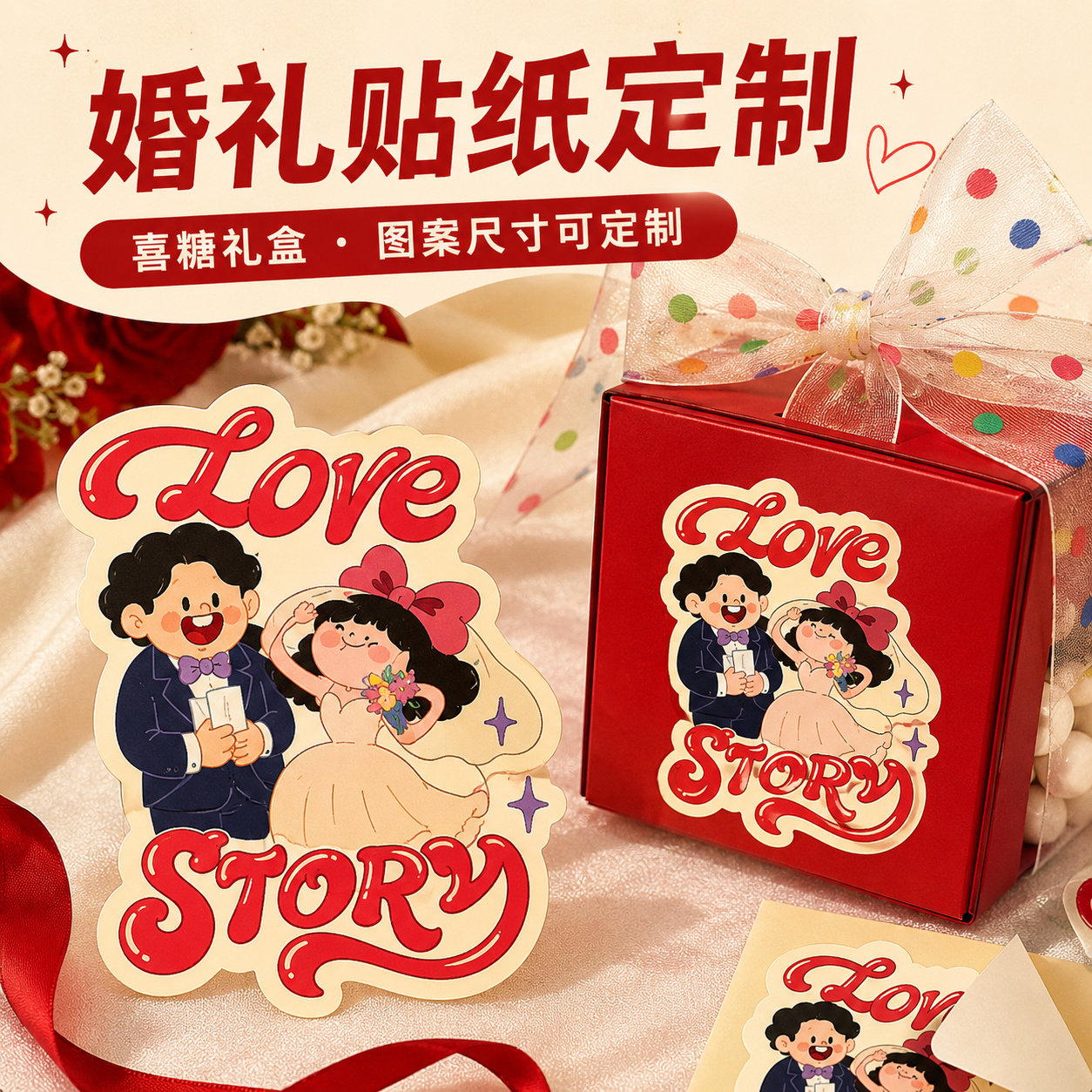 婚礼喜糖贴纸定制~免费设计图片
