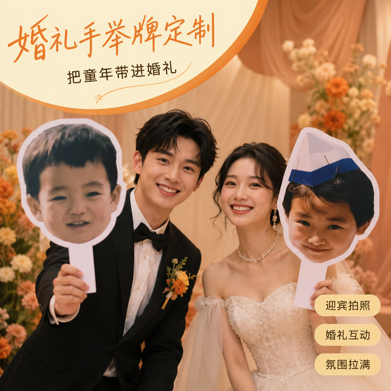 婚礼照片手举牌定制~免费设计图片