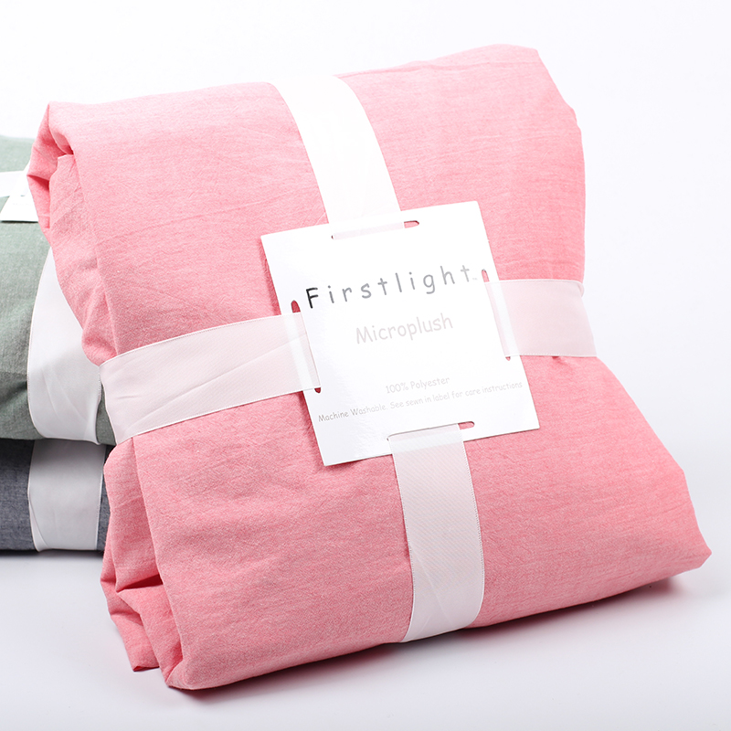 水洗棉纯色保护套床笠单件