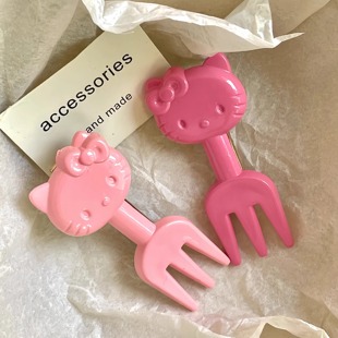 彩色多巴胺小猫叉子发夹女前额碎发刘海夹子边夹侧边可爱发卡发饰