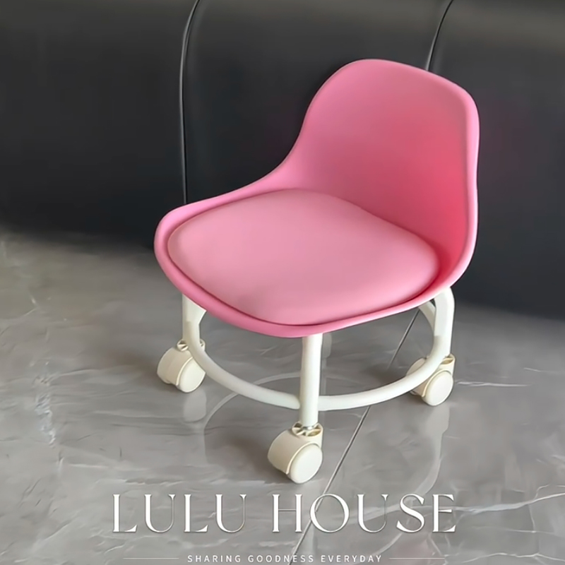 少女心小凳子万向轮可移动靠背椅