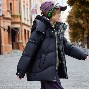 2025冬新款男童装羽绒服中童韩版加厚三防极寒保暖连帽厚短款外套