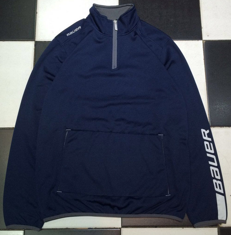 BAUER KIDS FALL HOCKEY TRAINING KIT FULL POLYESTER BREATHABLE SPORTS PULLOVER A HALF ZIP STAND COLLAR AND LONG SLEEVES