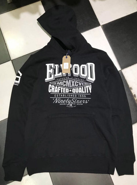 elwood原单出口基础款印花连帽卫衣宽松跳舞潮衣套头抓绒运动外套