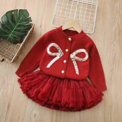 女童红色毛衣开衫针织开衫外套