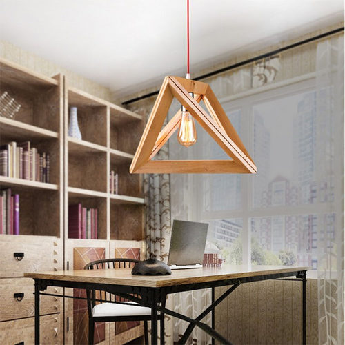 简约现代酒吧办公室几何实木吊灯