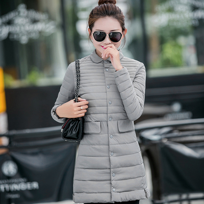 丝绵中长款韩版修身款单排扣棉衣