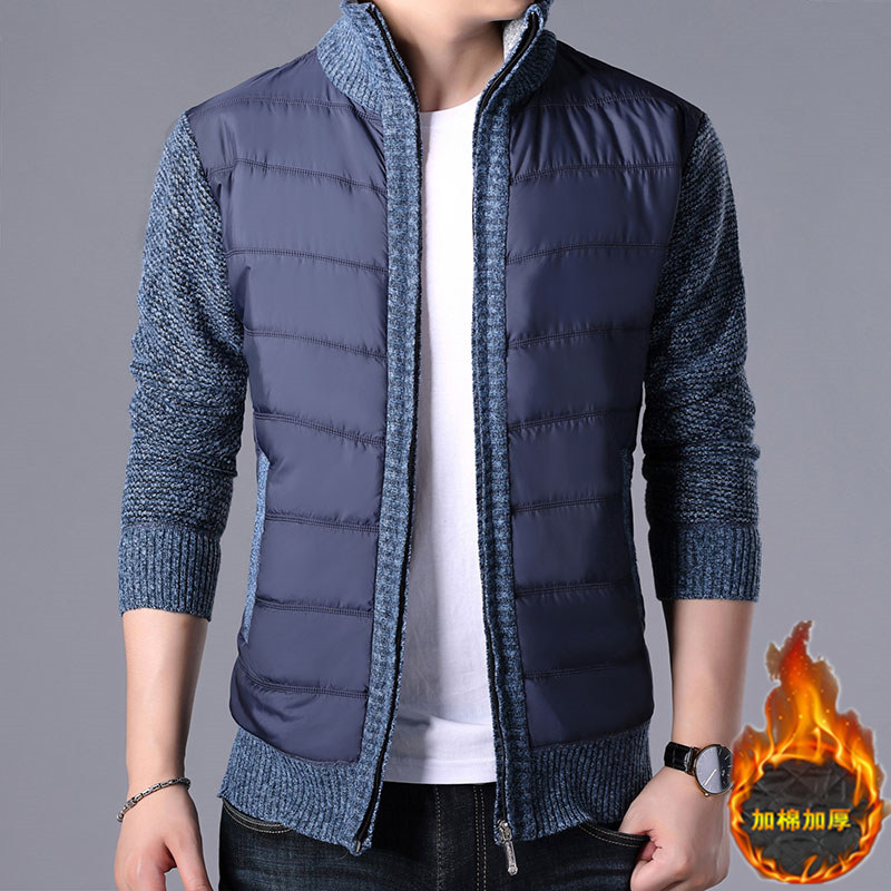 가을 겨울 남성용 스웨터 두꺼운 벨벳 청소년 스탠드 칼라 지퍼 스웨터 가디건 대형 코트 루즈한 재킷