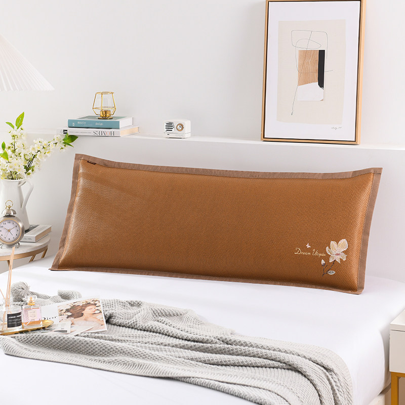 夏天凉席枕套冰藤枕席双面冰丝枕头套情侣款双人枕芯套加长1.2米