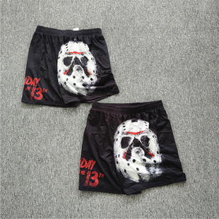 男 街头休闲透气五分裤 外贸 FRIDAY双层速干网眼短裤