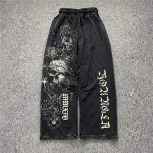 阔腿健身撸铁罗盘长裤 美式 男 YOUNGLA毛圈直筒卫裤 微瑕处理