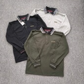 外贸 刺绣休闲宽松上衣男口袋 秋冬薄绒polo衫