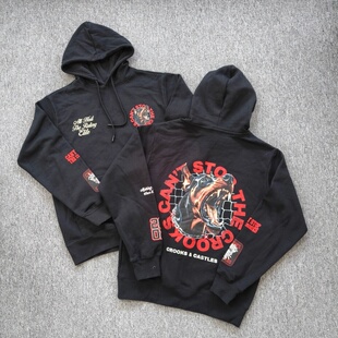 外贸     秋冬男士厚实袋鼠兜连帽卫衣印花高克重加绒帽衫