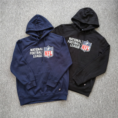 外贸    秋冬NFL球队印花连帽卫衣运动宽松加绒帽衫袋鼠兜男