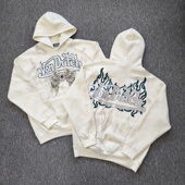 凡达驰连帽卫衣休闲宽松薄绒印花帽衫 外贸 秋冬美式 男女