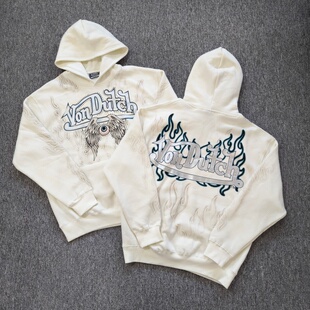 外贸    秋冬美式凡达驰连帽卫衣休闲宽松薄绒印花帽衫男女