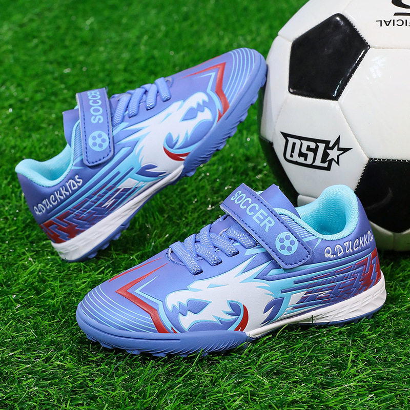 新款潮流儿童足球鞋男女童小学生魔术贴足球鞋碎钉训练鞋运动球鞋