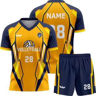 全身数码印排球服套装男女款定制大学生比赛团队服透气训练排球衣