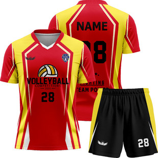 高端新款排球服套装定制男女款专业比赛训练队服短袖排球衣印字号