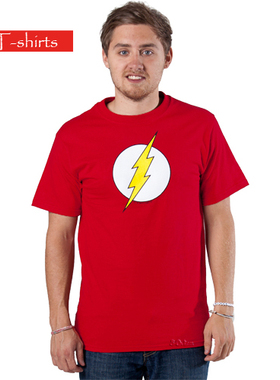 80s T恤世界 谢尔顿Sheldon 闪电侠LOGO 纯棉短袖T恤红色 男款