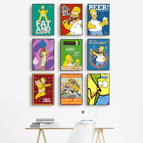 辛普森一家The Simpsons美剧卡通动漫电影酒吧咖啡馆儿童房免打孔
