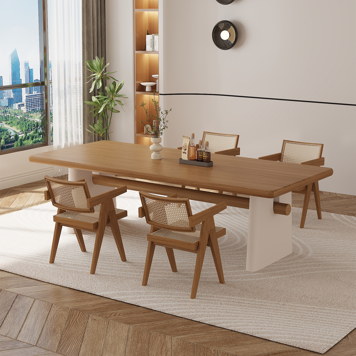 北欧实木餐桌长方形家用饭厅民宿饭桌椅子小户型侘寂风书桌洽谈桌,住宅家具,实木餐桌,淘宝优惠券,粉丝福利购,淘宝优惠卷