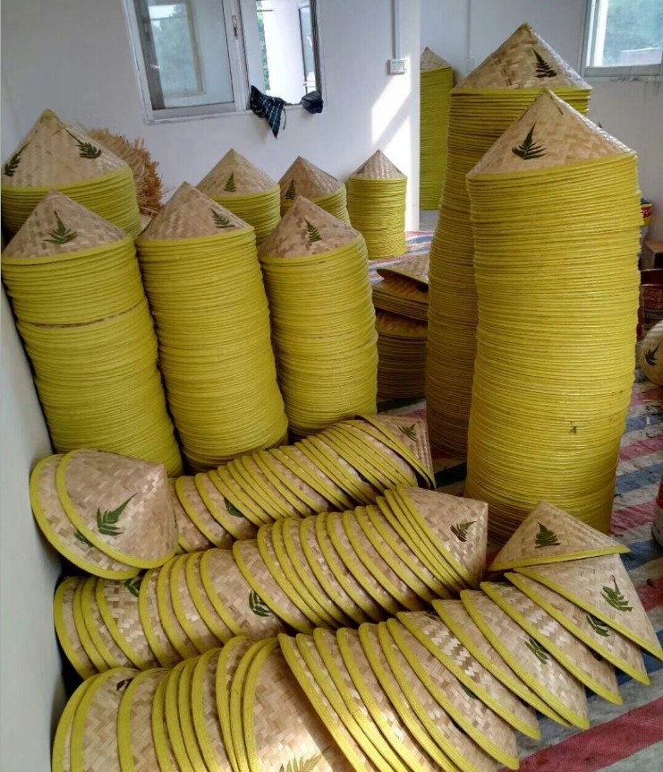 特价出售海南竹编防晒斗笠帽舞蹈帽子小赶海舞蹈道具儿童舞蹈帽子