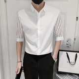 2025春夏款男士衬衫拼接蕾丝个性中袖衬衣5分袖潮流夜店H178特P40，男装衬衫，星座419（原A233）