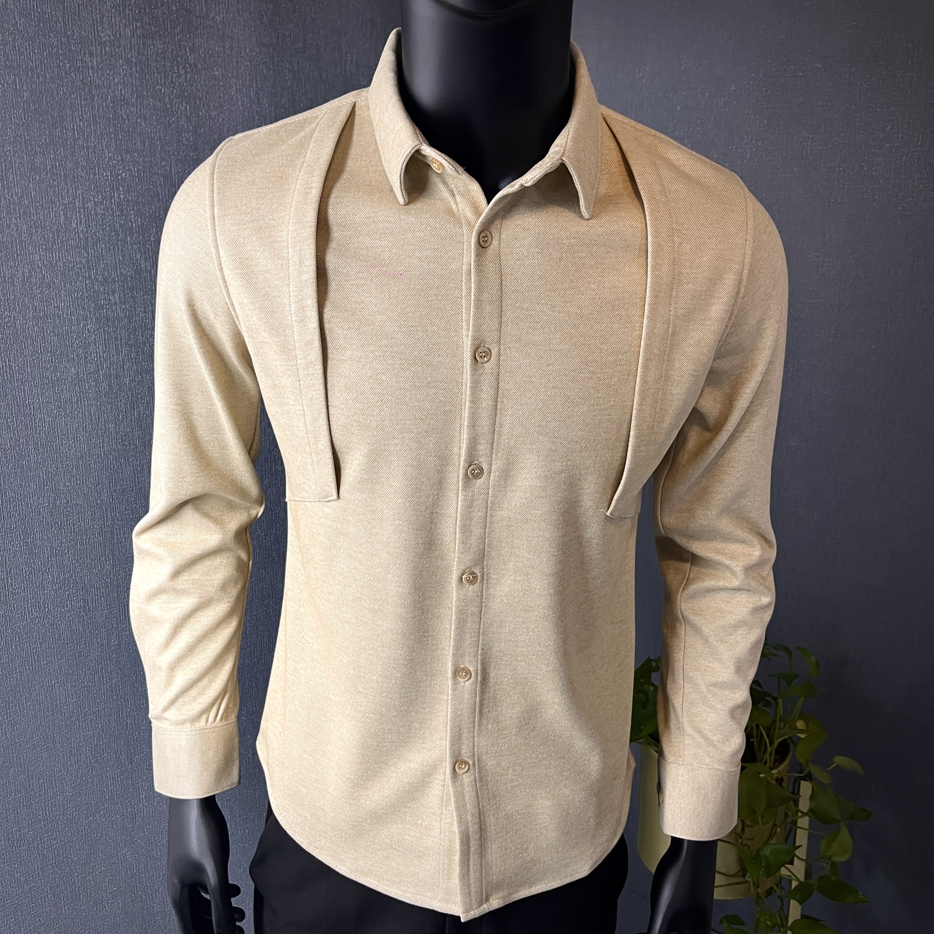 男士长袖衬衫~高级感衬衣毛呢衬衣419-DC204-P75牛仔蓝/黑色/杏色，男装衬衫，星座419（原A233）