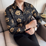 男士四季款潮流衬衫~长袖个性花衬衫时尚花衬衫~419-DC2233-P59，男装衬衫，星座419（原A233）