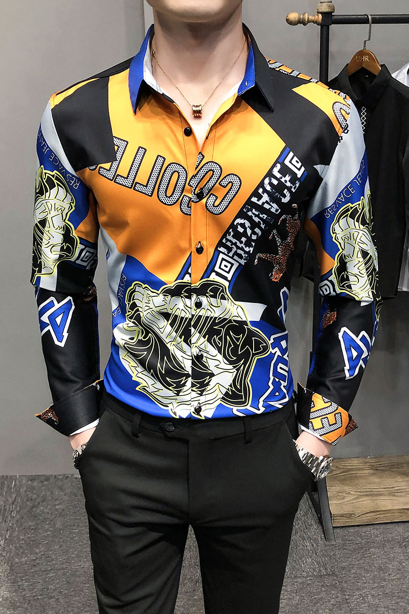2021春装男衬衫长袖印花衬衫男青年潮流花衬衫时尚A068-H695,男装衬衫,星座419（原A233）