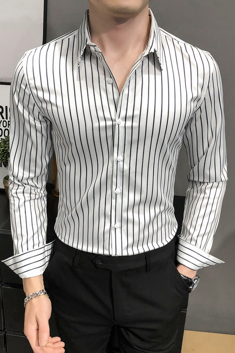 2021春装男衬衫长袖条纹衬衫男青年潮流花衬衫时尚A068-H888特,男装衬衫,星座419（原A233）