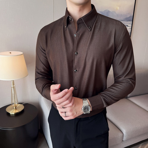 男士秋冬长袖衬衫~潮流牛仔衬衫~时尚尖领纯色衬衣419-M1127-P70图片